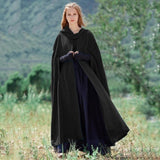 Women Winter Maxi Hooded Cape Coat Vintage Elegant Chic Shawl Loose Long Hooded Cloak Cape Ponchos Womens Wrap Coat