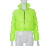 Sisterlinda Faux PU Leather Y2K Bubble Puffer Winter Warm Jacket Women Coats Long Sleeve Outerwear Zipper Casual Slim