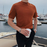 Nukty 7Colors Men T-Shirts Fashion Autumn Winter Short Sleeve T Shirts Men Slim Fit All Match Soft Velvet Turtleneck Plus Size