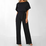 New Lady Black Jumpsuit Women Overalls Elegant Long Plus Size Female Jumpsuits Rompers Lace Up Overall for Woman Jumpsuits