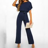 New Lady Black Jumpsuit Women Overalls Elegant Long Plus Size Female Jumpsuits Rompers Lace Up Overall for Woman Jumpsuits