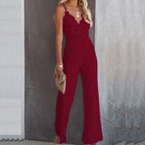 Elegant Office Lady Jumpsuit Sexy Crochet Lace Embroidery Spring Playsuit Women Summer Sleeveless Strap Party Jumpsuits Overalls