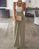 Nukty Summer Women Spaghetti Strap Patchwork Jumpsuit Elegant Sleeveless Tank Long Pants Office Lady Casual Overalls