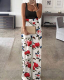 Nukty Summer Women Spaghetti Strap Patchwork Jumpsuit Elegant Sleeveless Tank Long Pants Office Lady Casual Overalls