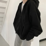 Women Oversized Hoodies Autumn Casual Solid Zipper Sweatshirts Korean Version Loose Thin Long-sleeved Hooded Female Jacket Coat