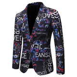 Brand clothing Men Fashion Suit Party Coat Casual Slim Fit Jackets Buttons Suit letter Floral Print Painting Blazers Male