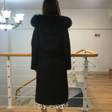 New year  women's hooded real cashmere Coat  plush real Fox Fur Collar Women’s wool jackets