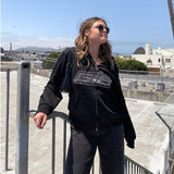 Y2K Rhinestone Skeleton Hoodies Women Autumn Streetwear Zip Up Goth Black Sweatshirts Harajuku Grunge Oversized Winter Hoodies