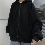 Black Pink Gray Blue Oversized Zip Up Hoodie Women Fashion Japanese Streetwear Women spring jacket Harajuku Tops