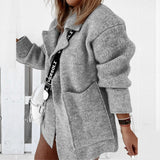 Autumn Winter Women Casual Outerwear Elegant Gradient Long Sleeve Loose Jacket Cardigan Fashion Turn-down Collar Twist Overcoat