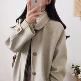 CMAZ Student Woolen Coat Women's Mid-Length Autumn and Winter New Korean Style