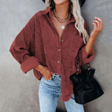 Nukty Autumn Corduroy Jacket Women Overshirt Shirt Jackets For Women Button Leopard Jacket Coat Women Female