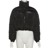 Sisterlinda Faux PU Leather Y2K Bubble Puffer Winter Warm Jacket Women Coats Long Sleeve Outerwear Zipper Casual Slim