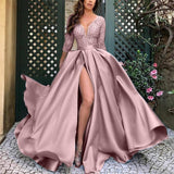 Luxury Evening Party Gown Woman Elegant Plus Size Slim Solid Long High Slit Dresses Suitable for Formal Parties