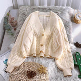 Lantern Sleeve Cardigan Knitted Sweater Women Autumn Winter Long Sleeve Solid Sweaters Coat & Jackets Women S-XXL