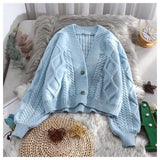 Lantern Sleeve Cardigan Knitted Sweater Women Autumn Winter Long Sleeve Solid Sweaters Coat & Jackets Women S-XXL