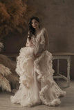 Pregnant Lady Evening Dresses Baby Shower Champagne Tulle Maternity Robes for Photo Shoot Robe Pregnant Women Fomral Bathrobe