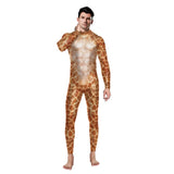 Giraffe Printed Cosplay Bodysuits Elastic Sexy Costume For Women Men Halloween Couples Jumpsuits Exercise Fitness Outfit Unisex