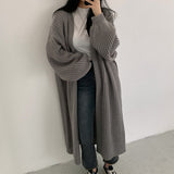 Cardigan Women Long Knitted Casual Vintage Loose Sweater Coat Solid Oversized Sweater Korean Fashion Female Cardigans