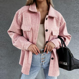 Autumn Winter Women With Belt Woolen Jacket Coat Outerwear Fashion Vintage Solid Loose Pockets Button Long Sleeve Outwear