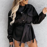 Autumn Winter Women With Belt Woolen Jacket Coat Outerwear Fashion Vintage Solid Loose Pockets Button Long Sleeve Outwear