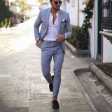 Light Grey Tuxedo Men Suits for Wedding 2Pieces Business Suit Blazer Peaked Lapel Costume Homme Terno Party Suits(jacket+pant)