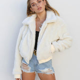 YLDSGS New Trendy Winter Clothes Ladies Warm Short Women Faux Fur Jacket Fur Coat Women Thick Teddy Bear Pocket Fleece Jack Coat