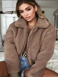 YLDSGS New Trendy Winter Clothes Ladies Warm Short Women Faux Fur Jacket Fur Coat Women Thick Teddy Bear Pocket Fleece Jack Coat