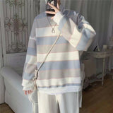Striped sweater men Korean style loose top trend wild handsome japanese style round neck sweater spring and autumn thin clothes
