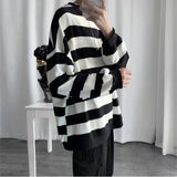 Striped sweater men Korean style loose top trend wild handsome japanese style round neck sweater spring and autumn thin clothes