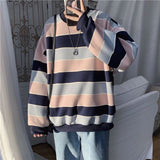 Striped sweater men Korean style loose top trend wild handsome japanese style round neck sweater spring and autumn thin clothes