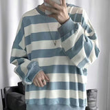 Striped sweater men Korean style loose top trend wild handsome japanese style round neck sweater spring and autumn thin clothes