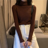 Women's Autumn Winter Turtleneck Pullovers Sweater Woman Primer Shirt Long Sleeve Short Slim-fit tight Jumper Top Solid