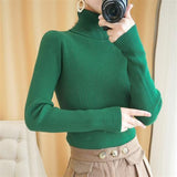 Women's Autumn Winter Turtleneck Pullovers Sweater Woman Primer Shirt Long Sleeve Short Slim-fit tight Jumper Top Solid