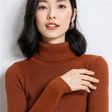 Women's Autumn Winter Turtleneck Pullovers Sweater Woman Primer Shirt Long Sleeve Short Slim-fit tight Jumper Top Solid