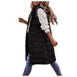 Nukty Women's Long Winter Coat Vest With Hood Sleeveless Warm Down Coat With Pockets Quilted Vest Down Jacket Quilted Outdoor Jacket