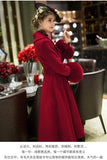 New Long Cashmere Wool Blends Fur Coat Belt Winter Jacket Plush Bib Detachable Women Fox Fur Collar Cuffs Streetwear Woolen