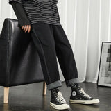 Men Black Korean Jeans Mens High Quality Streetwear Fashion Casual Baggy Straight Simple Cozy All-match Male Denim Pants