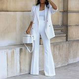Autumn Winter New Women Blazer and Guard Pants Sets Two Pieces OL Single Breasted Jacket Formal Suit Straight Trousers Spring