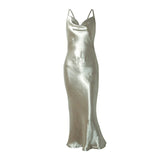 Women's dress wish suspender Satin fishtail dress open back nightdress woman dress