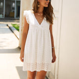 Women's summer fashion v-neck short sleeved lace Simple miniskirt sexy dress plus size dresses for women party