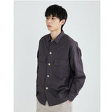 Nukty Spring Autumn Men's Blouse Turn Down Collar Long-sleeved Pocket Fashion New Casual Solid Color Personality Wear Male Shirt Top