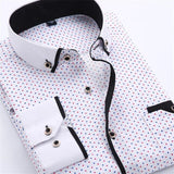Covrlge Men Fashion Casual Long Sleeved Printed shirt Slim Fit Male Social Business Dress Shirt Brand Men Clothing Soft MCL183