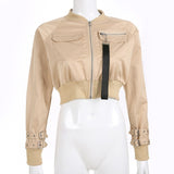 Angels Lapel Long Sleeve Top Solid Fur Ruched Pu Leather Jacket Winter Women Fashion Faux Leather Streetwear Plush Coat AG30767