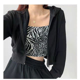 Women Spring Autumn Casual Hooded Thin Knitted short Female Loose Coat New Ladies Solid loose top zipper Outerwear