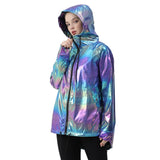 Long Sports Coat Waterproof Windbreaker In Fluorescent Performance Clothes Women Hooded Laser Light Coats Spring and Autumn