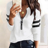 Retro Sweater Beige Knitted Polo Shirt Striped Long Sleeve Sweater Fashion Loose Pullover Womens Winter Sweaters Warm Sweater