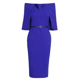 Nukty New Slim Women Dress Elegant Fashion Office Lady V-Neck Cloak Dress Bodycon Robe Party Gowns Vestidos African Outfits