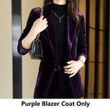High Quality Fabric Velvet Formal Women Business Suits OL Styles Professional Pantsuits Office Work Wear Autumn Winter Blazers