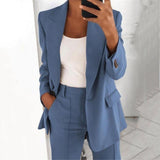 Fashion Women Blazer Jacket Autumn Casual Notched Collar Long Sleeve Business Office Lady Solid Blazers Jackets Coats Plus